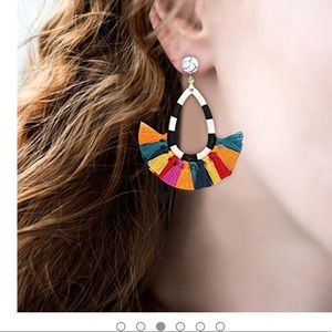 BNWT Fun multicolor bohemian-tassel earrings